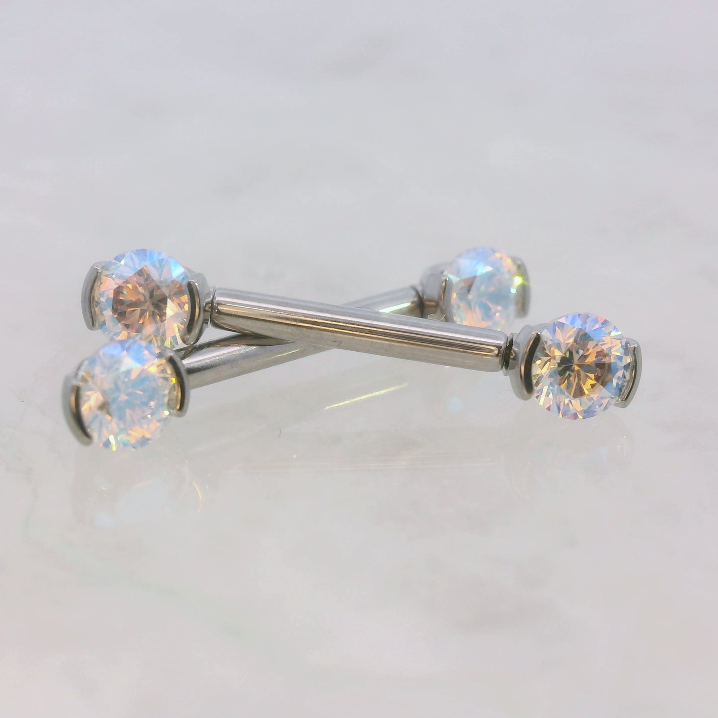 2 Prong Orbit Forward Facing Gems - Titanium - Threadless