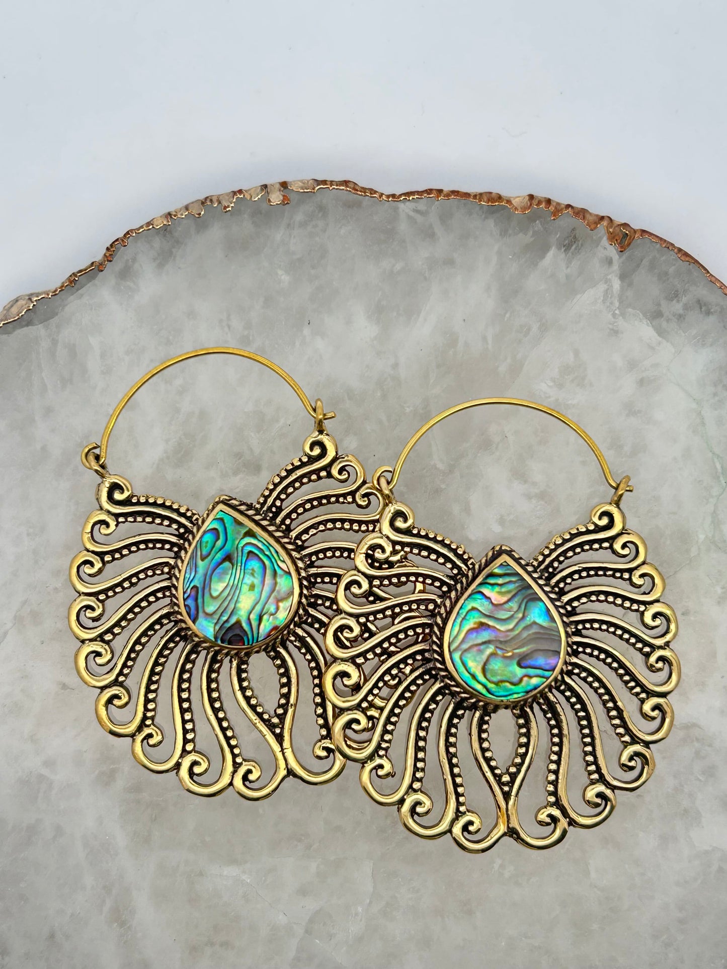 Swirly Beaded Pava Earring