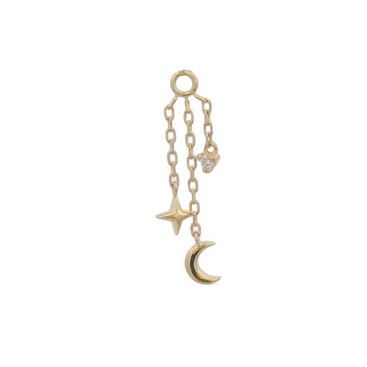 Star Moon Diamond Dangle Charm