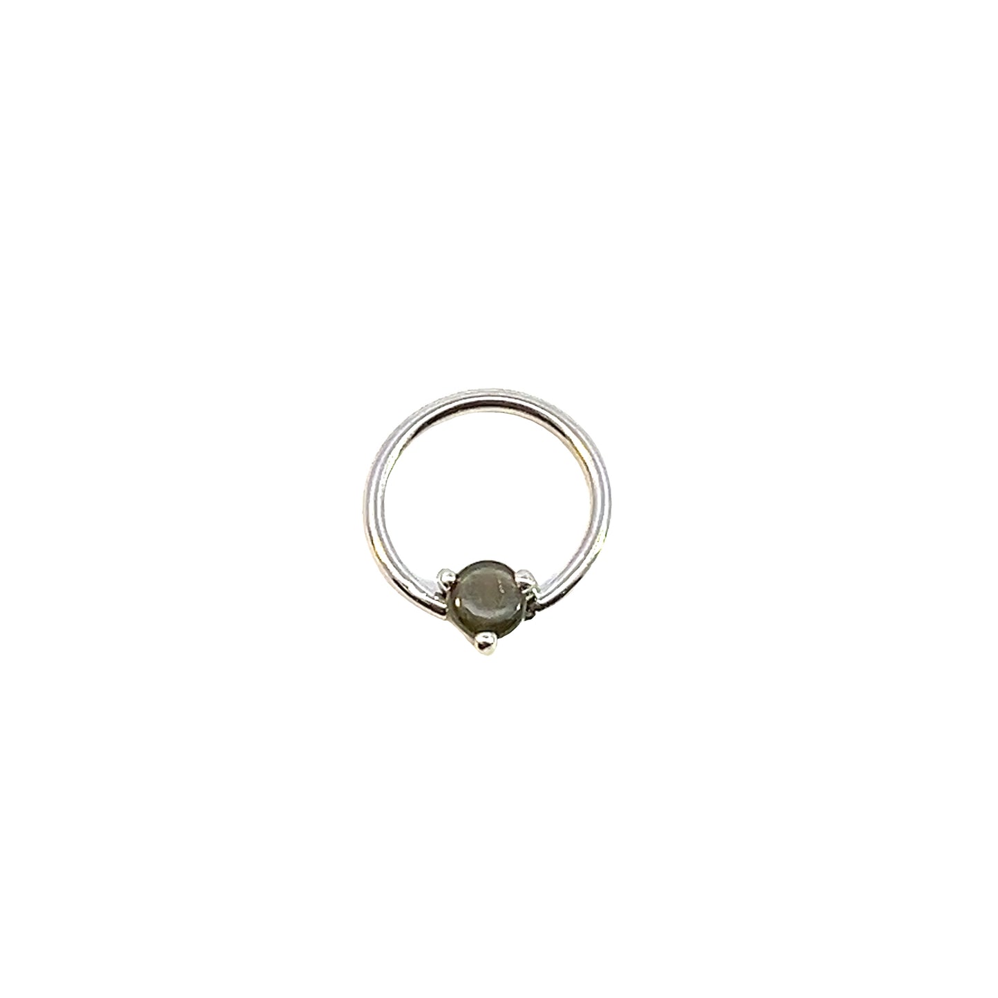 Three Prong Fixed Gem Ring - 14k White Gold