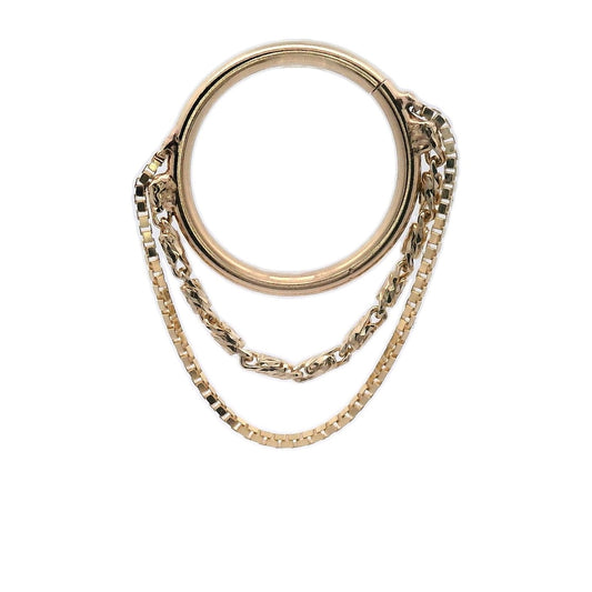 1mm Diamond Cut Celebrity Chain & ..5mm Box Chain - 14k Yellow Gold - Seam Ring