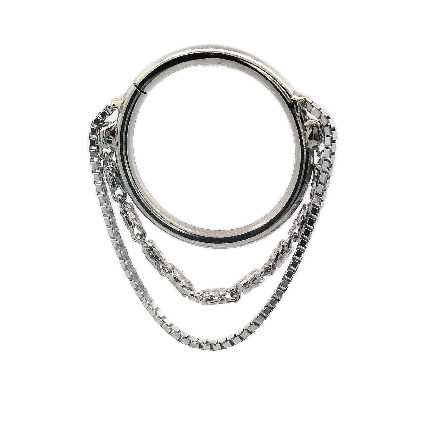 Celebrity Chain 1mm & Box Chain .5mm - 14k White Gold - Seam Ring