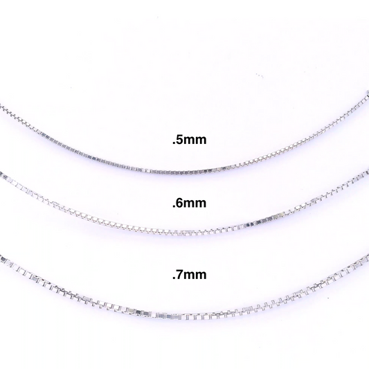 Box Chain .5mm - 14k White Gold - Single Draping Chain