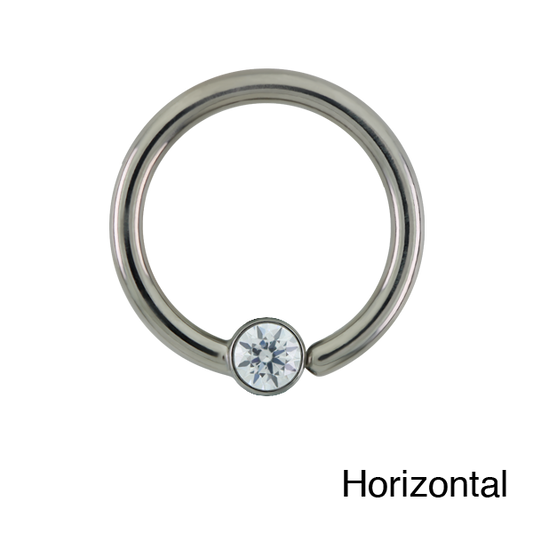 Titanium Fixed Bezel Gem and Opal Rings (Horizontal)