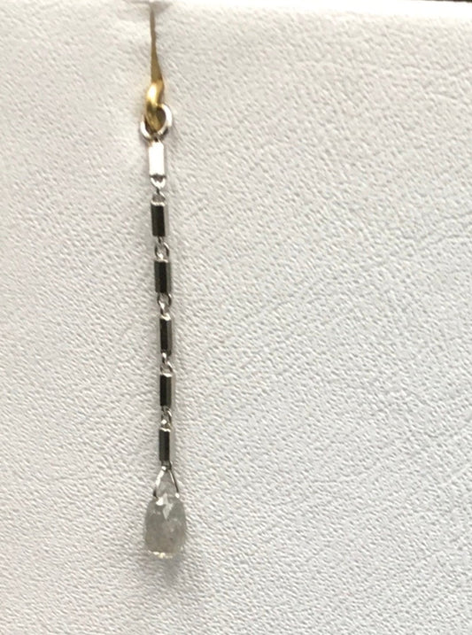 Baht Chain With Salt & Pepper Diamond Briolette