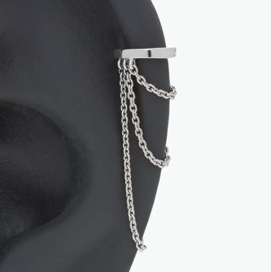 Plain Ring with Three Draping Chains - Gold - Clicker