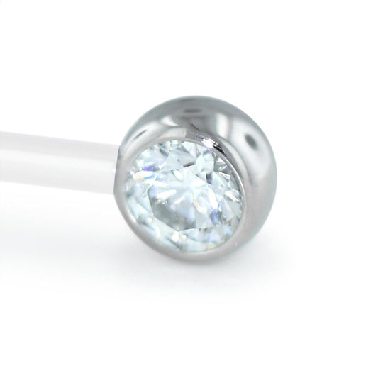 Bezel Forward Facing Gem - Titanium Threadless 14g and 12g Countersunk